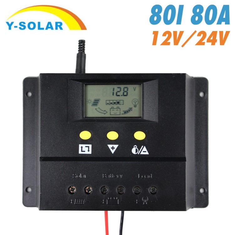 跨境 太阳能控制器80A60A 12/24V PWM路灯控制器带液晶屏