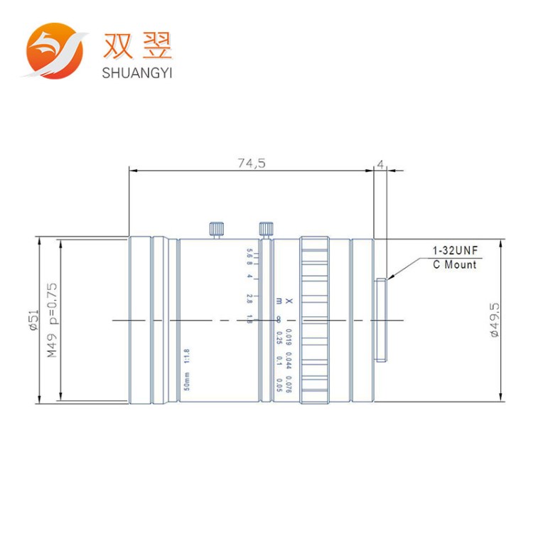 GM5HR5018MCN双翌工业相机镜头500万像素CCD机器视觉定位系统模块