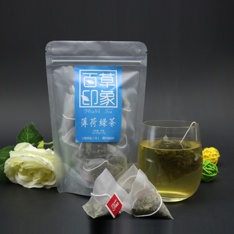 薄荷绿茶三角袋泡茶oem代加工三角茶包袋装15包花茶组合养生茶