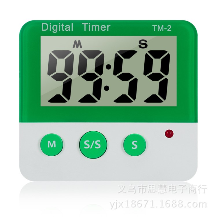 LCD数显厨房计时器 电子定时器 提醒器 带磁铁和支架TM-2