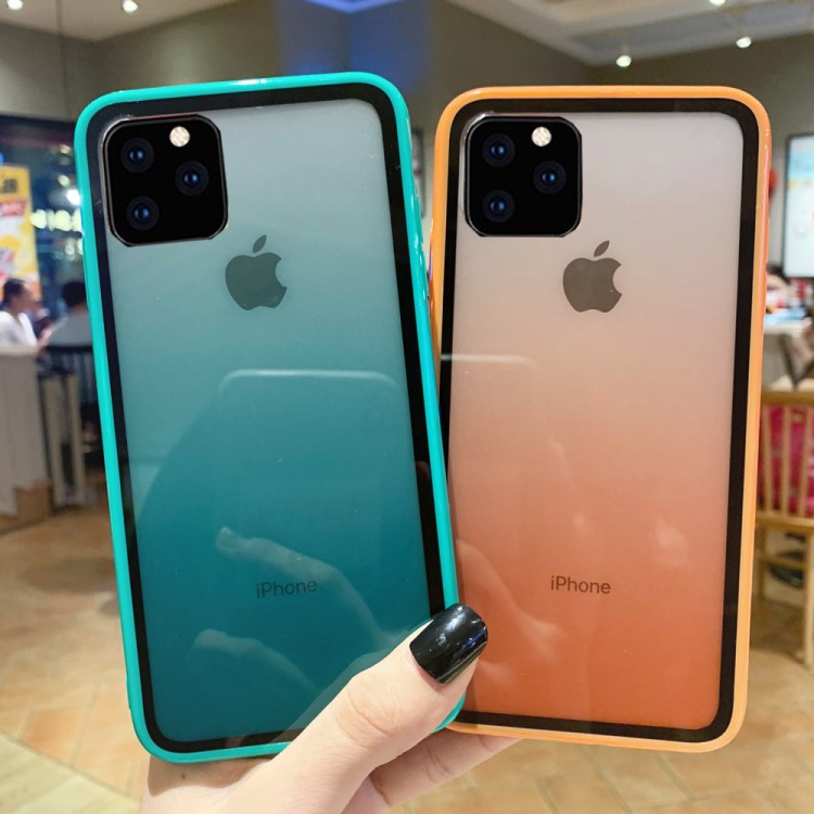 适用苹果xsmax渐变亚克力二合一手机壳全包彩虹iphone11pro max套