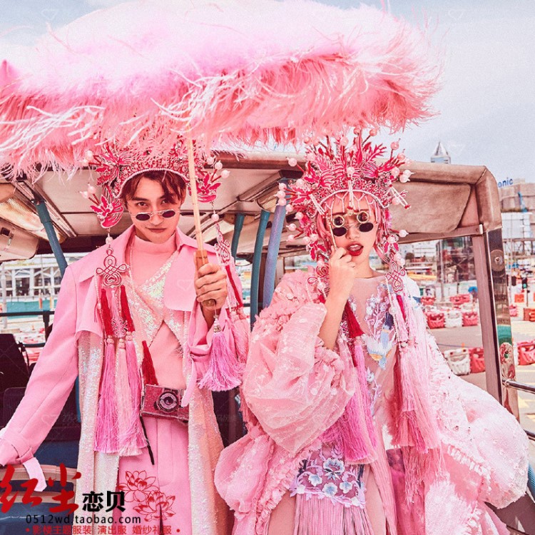 影楼主题戏服街拍嘻哈混搭中国风戏服旅拍国潮复古情侣摄影服装