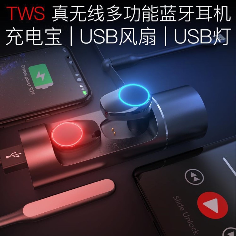 TWS真无线多功能蓝牙耳机50无线耳I9私模BLUETOOTHEARPHONE蓝弦