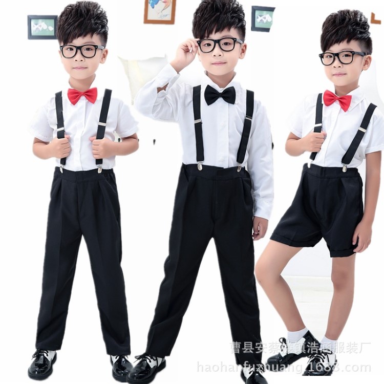 儿童大合唱演出服中小学生校服幼儿园服男童背带裤朗诵表演服装