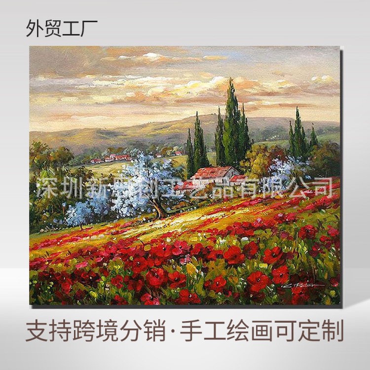 wis印象主义现代花卉风景画手工帆布装饰油画oil painting定制