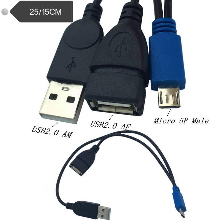 USB-OTG U盘移动硬盘数据线转换连接线安卓手机平板带供电MICRO