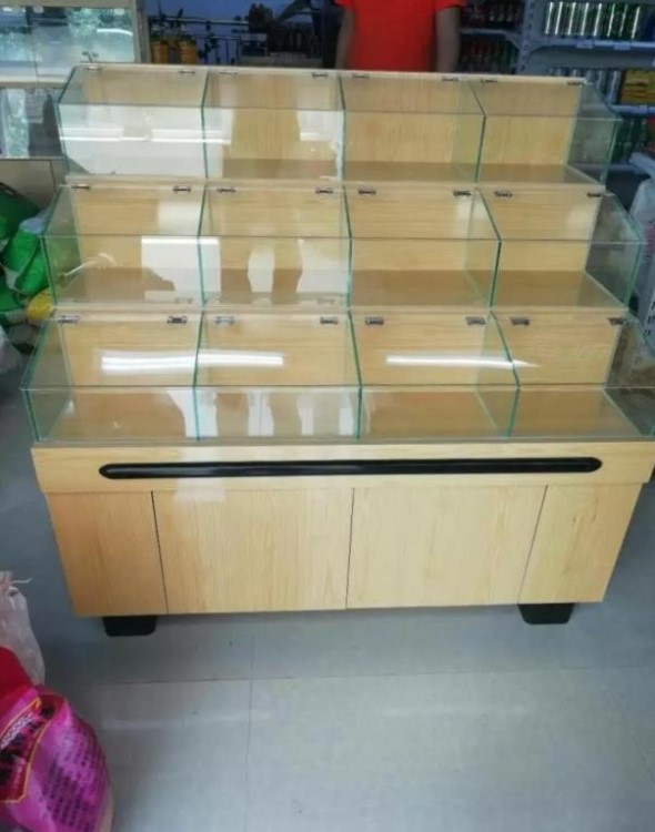 订制货架货品展示柜卖场置物架三层货物酒店实木双层陈列干货产品