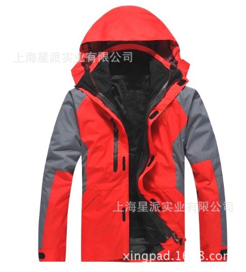 现货供应男女户外冲锋服滑雪衣定制带帽防雨透气冲锋服外套绣LOGO