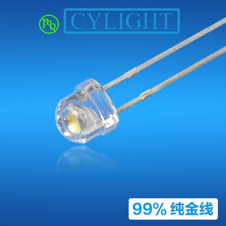 LED插件灯珠20mA草帽白光 0.06W led外露灯珠 三安f5草帽灯珠白光