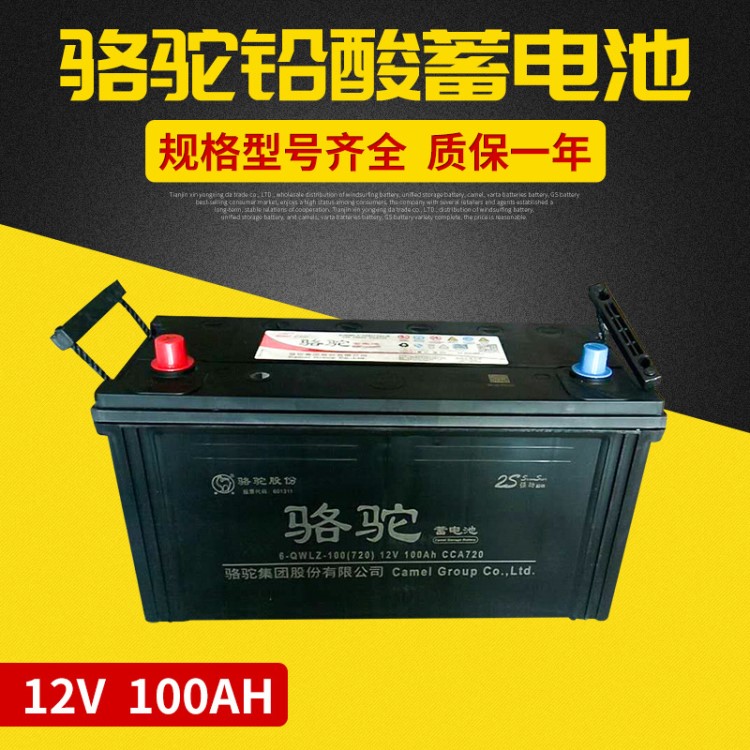 骆驼蓄电池电瓶批发 6-QWLZ-100免维护铅酸蓄电池 12v100ah蓄电池