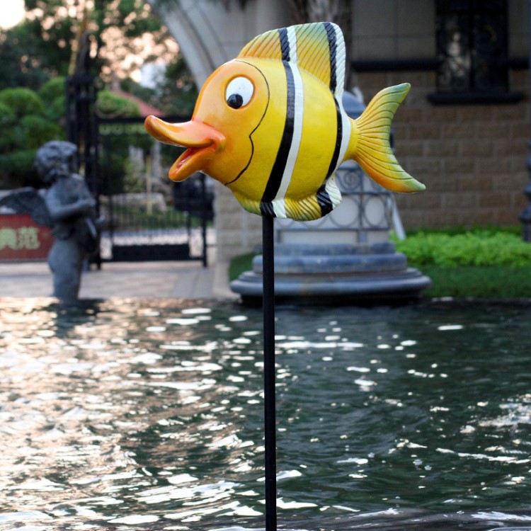 户外景观海洋生物仿真热带鱼群海马卡通玻璃钢雕塑摆件喷水池装饰