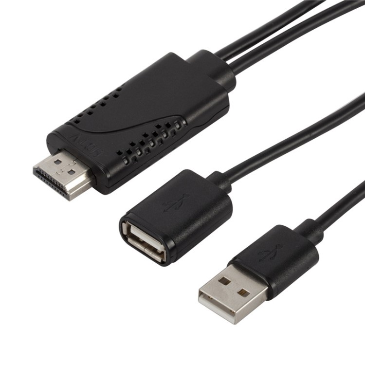 适用于苹果安卓二合一同屏线手机接电视散热孔设计 USB母头转HDMI