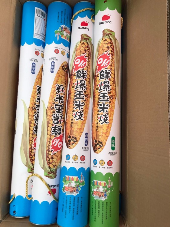 华糖 爆米花 鲜爆玉米烧 原味烤肉味 膨化食品200g*16个/箱