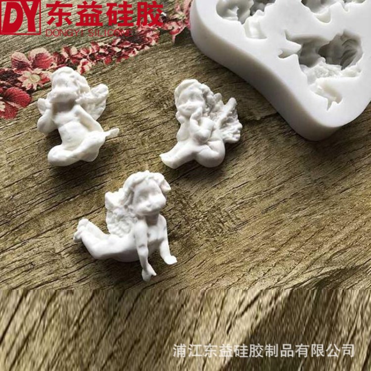 3个小天使造型液态硅胶模具 翻糖蛋糕diy模具