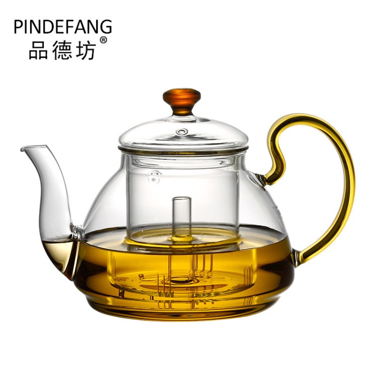 品德坊 玻璃茶壶玻璃煮茶器加厚煮茶壶耐热玻璃蒸茶壶玻璃 煮茶器