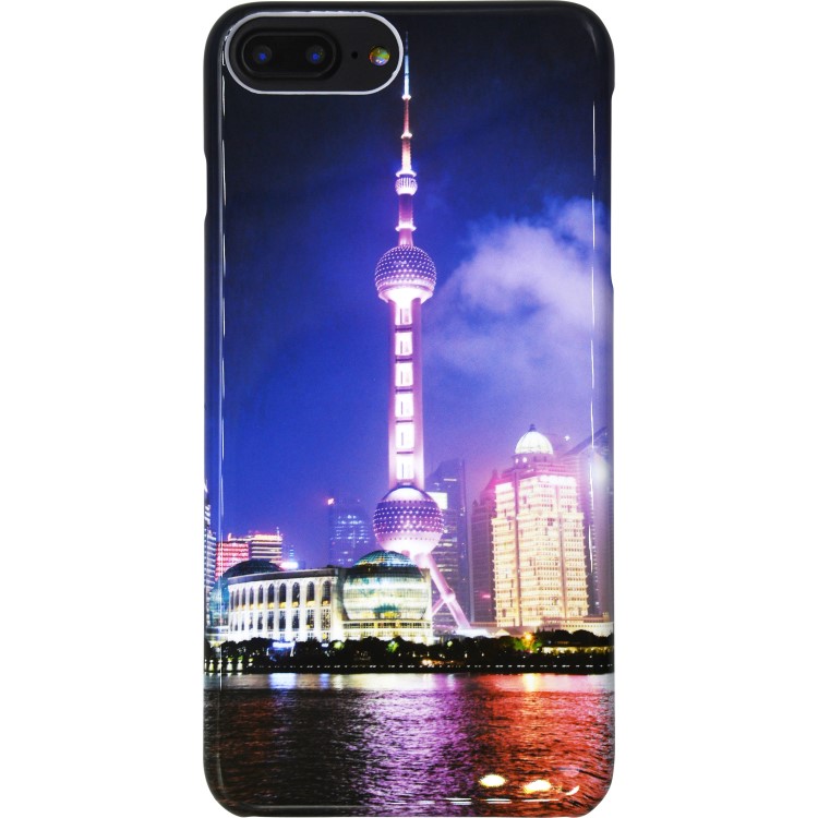 东方明珠全景水贴加工360度全包亮面IPHONE7/8Plus保护壳水贴彩壳