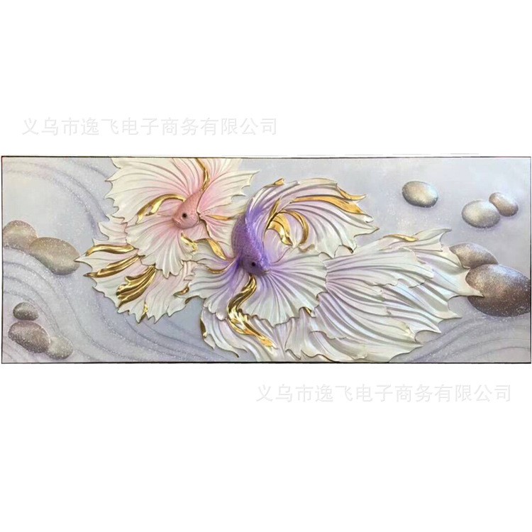 无框装饰画斗鱼浮雕工艺 年年有余 家居装饰挂画 鸿运当头 1021