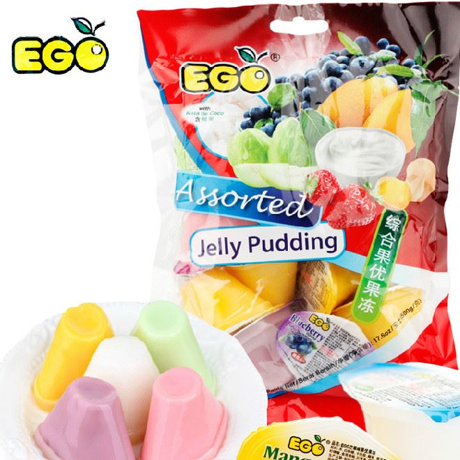 马来西亚 EGO综合果优果冻布丁500g 多口味休闲零食大礼包