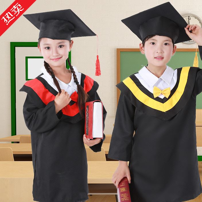 幼儿园博士服 儿童博士服帽 包邮小学生毕业照学士礼服装批发