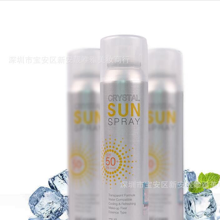 韩国保湿水晶防晒身体喷雾隔离霜男女士spf50防水清爽全身