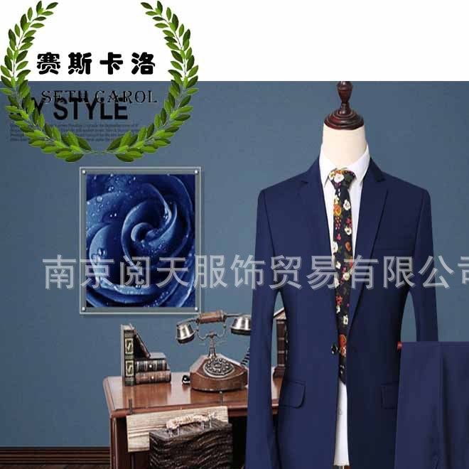 2017新款秋韩版修身工作男士正装 批发男士职业西服套装男士正装