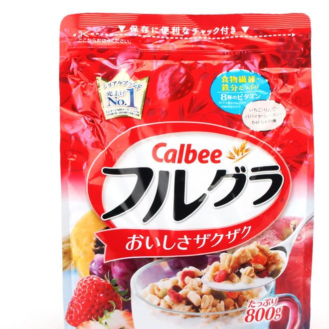 日本,卡乐比Calbee,水果麦片800g,果仁营养即食谷物麦片