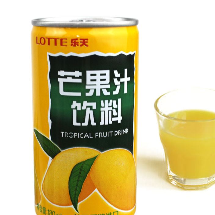 韩国食品 乐天芒果汁饮料批发 180ml90听/箱 原装休闲零食