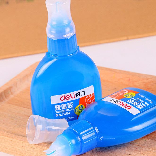 得力7304手工液体胶水 50毫升液体胶 办公强力胶水 带刷头50ml