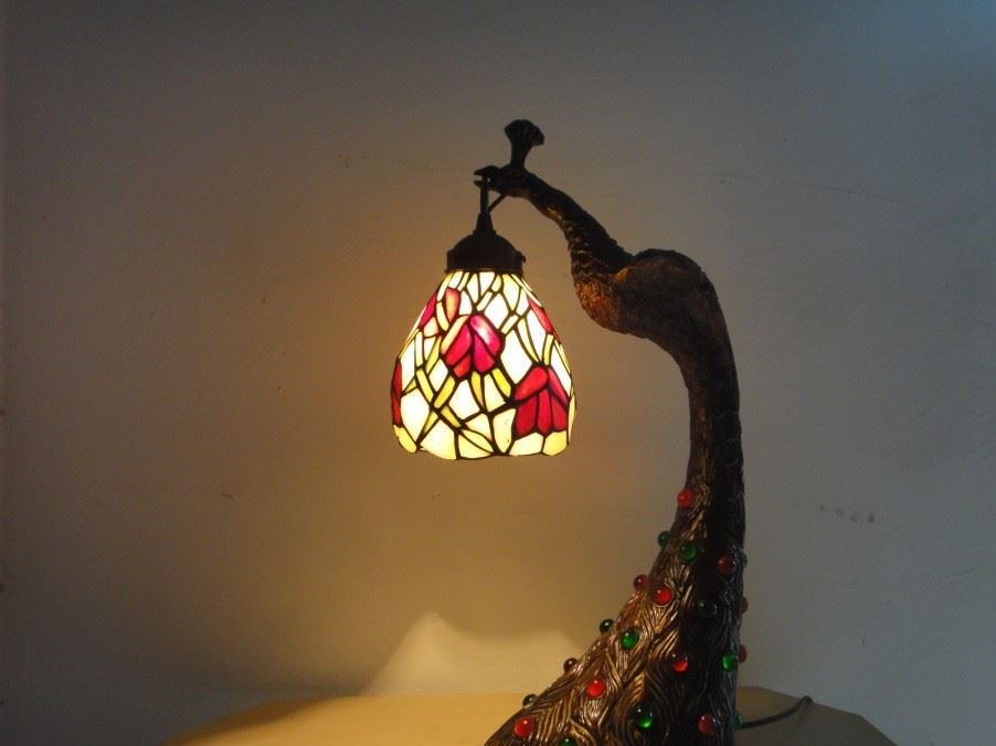 蒂凡尼台灯 tiffany table lamp 孔雀台灯 吧台灯